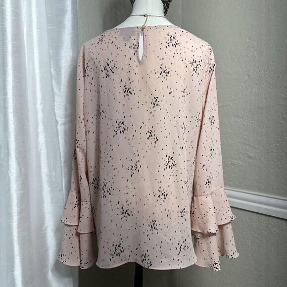 Women’s Tunic Office Formal Top Ruffle Bell Long Flutter Sleeve Blouse Size L - Picture 8 of 13